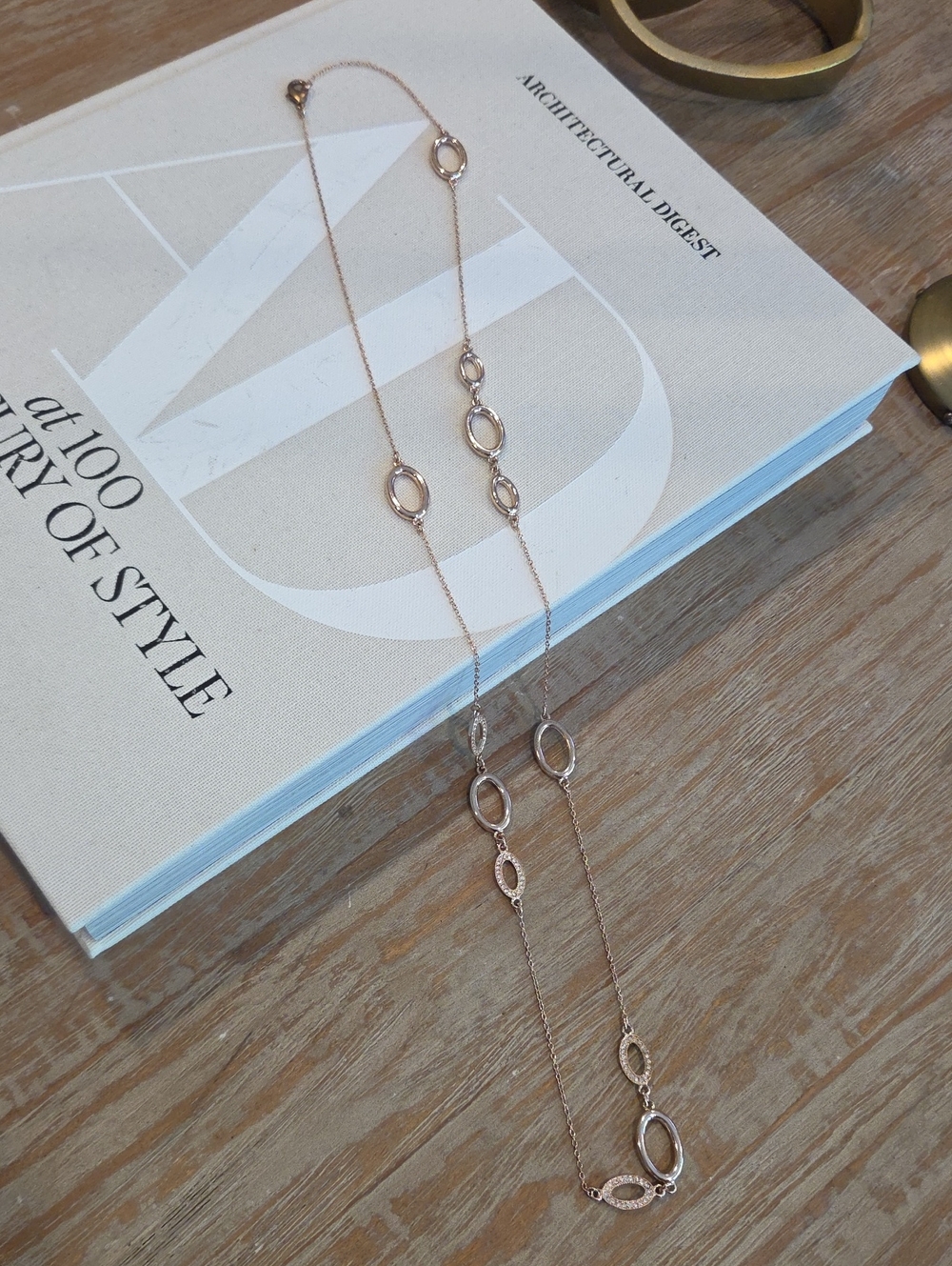 Delicate Rose Gold Station Necklace for Women